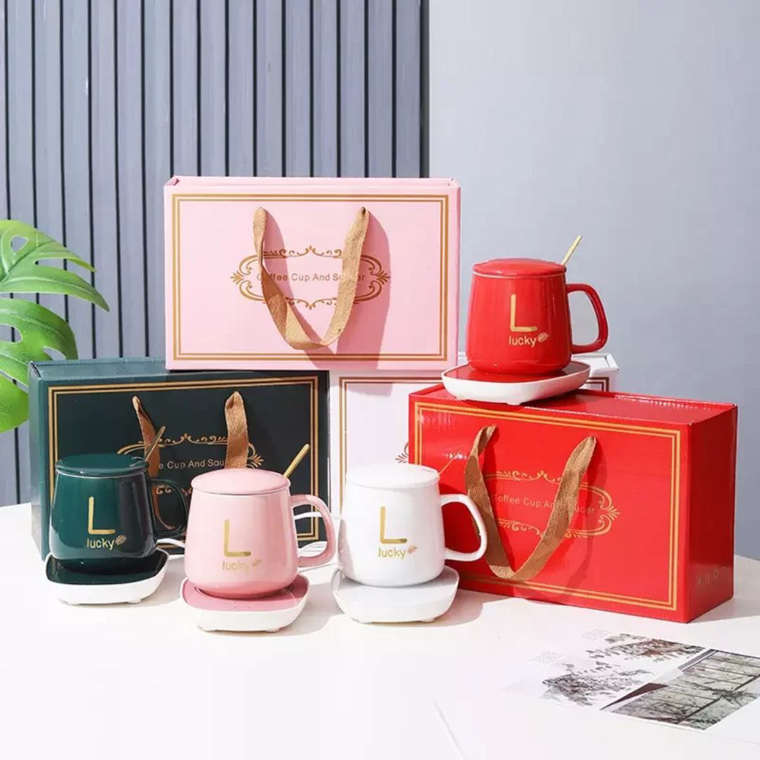 Tasse Céramique Chauffée avec Support à Thermostat 55°C