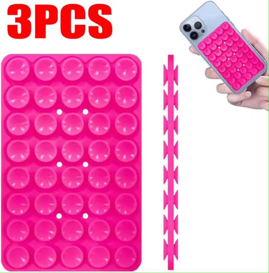Lot de 3 supports de téléphone à ventouse en silicone, support antidérapant